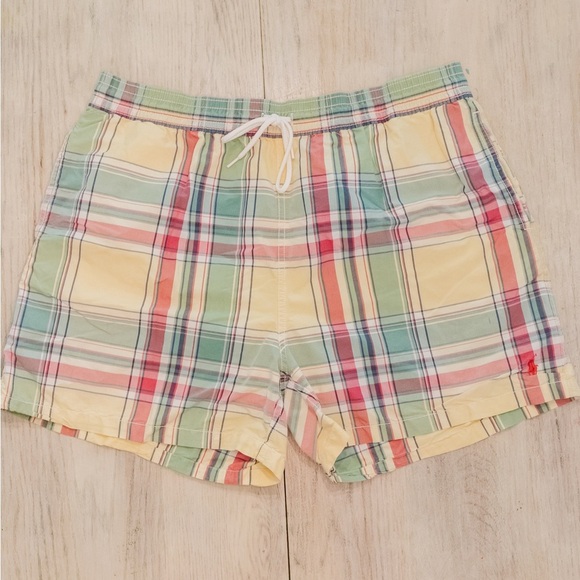 Ralph Lauren Multicolor Plaid Unisex Swim Trunks - Picture 1 of 2